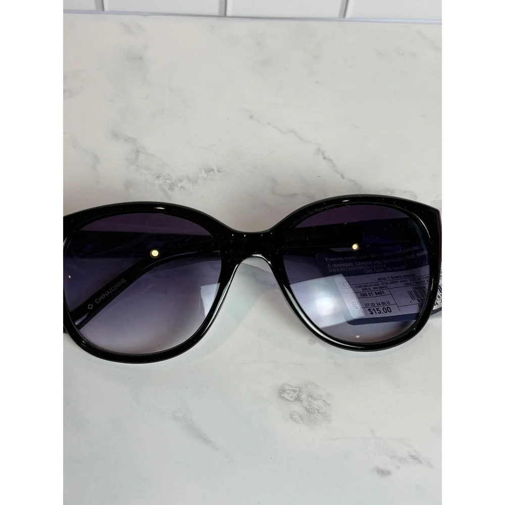 Universal‎ Thread Black Oversized Round Sunglasses Purple Gradient Lens